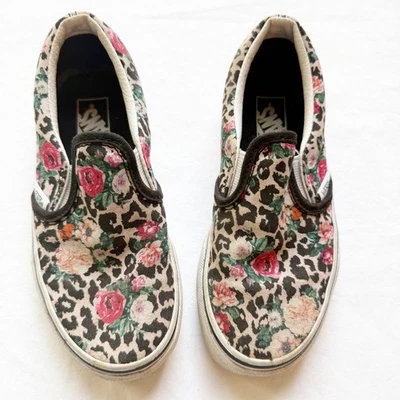 Vans Niños Leopardo Floral Zapatos Sin Cordones Talla 13 Lona Superior Foto 1 de 4
