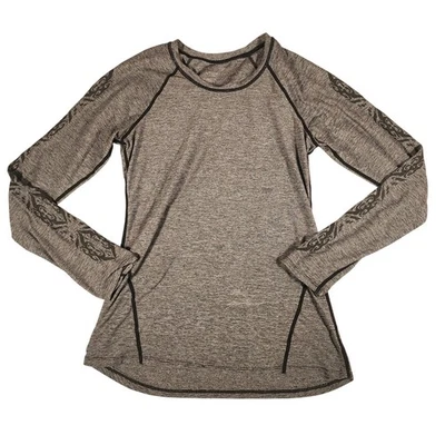 Snow Angel Long Sleeve Top Gray Heathered Graphic Athletic Activewear - Image 1 of 4