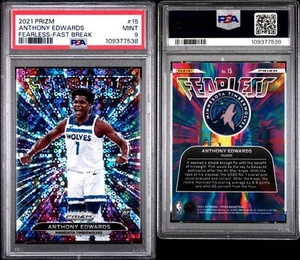 Anthony Edwards 2021 Panini Prizm #15 Fearless Fast Break Prizm PSA 9 Mint - Picture 1 of 3