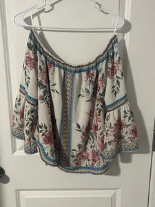 EUC Jealous Tomato Womens Floral Bell Sleeve Blouse Shirt Top Boho Size Medium - Picture 1 of 6