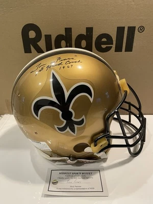 Tom Fears signed Riddell Authentic Full Size Saints Helmet w/ Inscription COA - Image 1 of 4