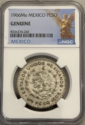 1966 Mexico Peso NGC Genuine Mexico Label - 10% Silver - Image 1 of 2