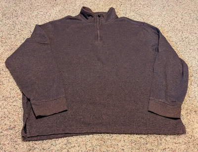 Men's 2xl Van Heusen Flex Quarter Zip Sweatshirt  In Brown Heather - Image 1 of 4