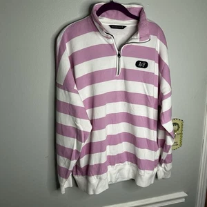 Abercrombie Fitch rosa weiß Rugby gestreift Logo Polo Viertel Reißverschluss XL - Bild 1 von 10