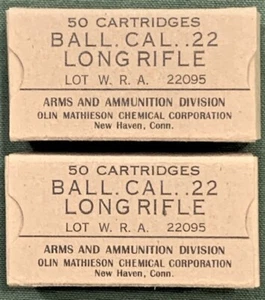 WINCHESTER /OLIN MID-1950s BALL CAL. .22 LONG RIFLE NEW REPLICA AMMO BOXES - Picture 1 of 10