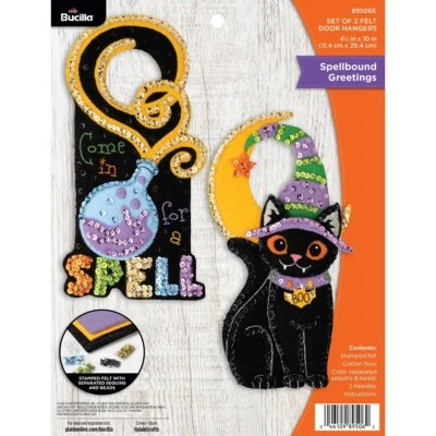 Juego de 2 apliques para colgar puerta fieltro Bucilla saludos hechizados 89506E Foto 1 de 4