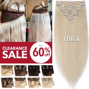 Clip grueso UK CLERANCE en extensiones de cabello humano 100% Remy doble trama cabeza completa - Imagen 1 de 38