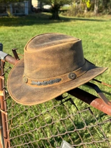 Real Cowboy Leather Hats | Shapeable Outback Hat Western Style - Picture 1 of 27