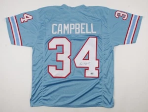 Earl Campbell Signed Houston Oilers Jersey Baby Blue #34 NFL Hall Of Famer Rare - Picture 1 of 3