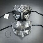 Men's Masquerade Masks for Couples Silver Roman Masks Halloween Cosplay