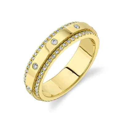 14K Yellow Gold Diamond Eternity Ring Spinner Band Natural 0.42 CT Round Cut - Image 1 of 2