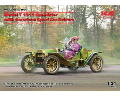 ICM Ford Model T 1913 Speedster with American Sport Car Drivers 1:24 modellismo - Immagine 1 di 4