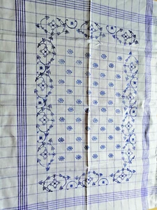 Blaudruck indisch blau Geschirrtuch Zollner Halbleinen 50 x 70 cm Handdruck NEU - Bild 1 von 4
