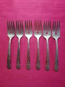 Margate Oneida WMA Rogers A1 Plus Silver Plate Salad Forks set of 6 - Picture 1 of 2