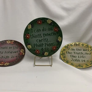 Set of 3 Bible scriptures Hand painted Decorative Plates Encouragement - Picture 1 of 9