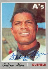 Felipe Alou autographed baseball card (Oakland Athletics) 1970 Topps #434