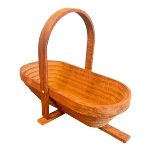 Collapsing Wooden Oval Puzzle Trivet Basket Storage Cecocr Kitchen Dining 12" - Picture 1 of 4
