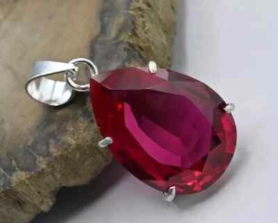 Red Ruby Silver Pendant 925 Sterling Silver Pendant Handmade Gemstone Pendant - Image 1 of 3