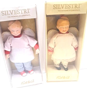 Vintage Faith Wick Silvestri Choir Boy And Girl Angel Wings 6" Ornaments NIB - Picture 1 of 4