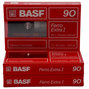 ⭐⭐⭐ 3 X BASF FERRO EXTRA I 90 CINTAS DE CASETE DE AUDIO EN BLANCO (1988) NUEVAS Y PRECINTADAS - Imagen 1 de 12