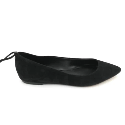 Zapatos planos de ballet Brian Atwood para mujer Skylar de cuero negro punta en punta 6 M Foto 1 de 4