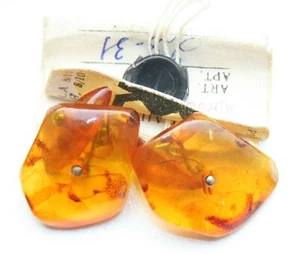 Vintage Amber Baltic Honey Cognac Cufflinks 5.3 gram 波羅的海琥珀 - Picture 1 of 5
