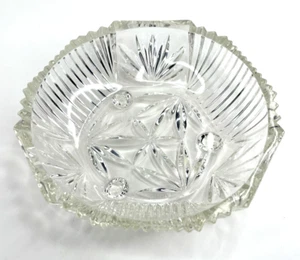 VTG Art Deco Cut Clear Glass Bowl Footed Sawtooth Edge Candy Trinket Nuts 6" - Picture 1 of 5