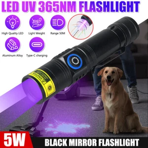 USB Charging 365nm UV Light Blacklight LED Flashlight Pet Urine Inspect Torch US - Picture 1 of 11