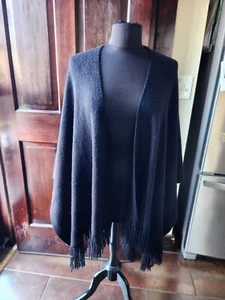 Worthington Full Wrap Shawl Black Womens One Size Fits All - Picture 1 of 6