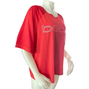 NWT Women’s Size 3X BEBE SPORT Short Sleeve Curve MESH LOGO TEE - Picture 1 of 10