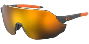 Under Armour Halftime Matte Grey/Orange Rimless Shield Sunglasses - 02M8 50 - Picture 1 of 3