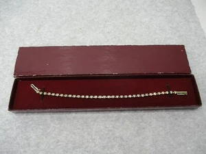 Vintage Gold Tone Crystal Rhinestones 7" Tennis Bracelet New In Box - Picture 1 of 5