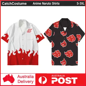 Anime Naruto Shippuden Akatsuki Cloud T-Shirt 3D Print Men's Short Sleeve Shirts - Picture 1 of 8