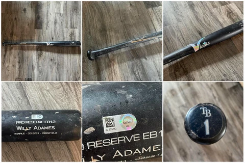 Willy Adames Tampa Bay Rays Cracked Game Used Bat Excellent Use Brewers MLB HOLO Cover