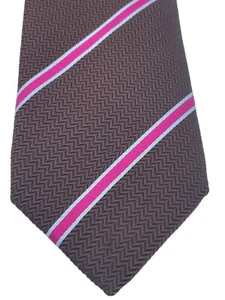 THOMAS PINK London Brown / Pink striped 100% Silk 3.5"x 60" Tie - Picture 1 of 4