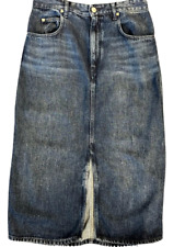 Denim Skirt Women's Marant Etoile Midi Length Mid Blue Colour Front Vent