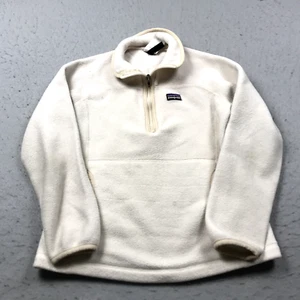 Patagonia Jacket Girls Medium Beige Synchilla Fleece 1/4 Quarter Zip Pullover - Picture 1 of 11