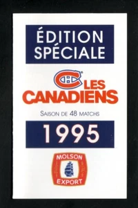 Montreal Canadiens 1995 horario de bolsillo revisado exportación Molson - Imagen 1 de 2