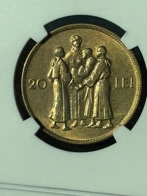 Romania 20 lei 1930 (London), Mihai I, Royal Mint, NGC AU 58 - Image 1 of 4