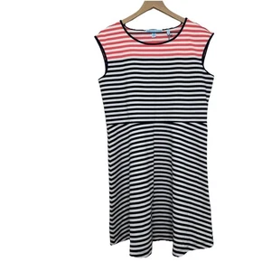 Vestido Draper James Grande Ponte Tejido Ajuste Acampanado Rayas Línea A Nuevo con Etiquetas Preppy Costero - Imagen 1 de 10