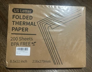 200 Sheets 8.5" x 11" Folded Thermal Paper Printer Paper US Letter - Picture 1 of 1