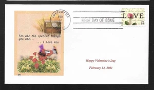55c RED ROSE LOVE STAMP 2001 ALTO CACHET FDC UNADD - Picture 1 of 1