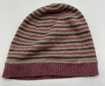 Gorro Tsesay 100% cashmere malha fina listrado tamanho único reaparecido leitura - Imagem 1 de 4