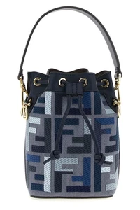 FENDI Mon Tresor Mini $1950 Blue Canvas Bucket Bag New & Authentic - Picture 1 of 4