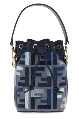 FENDI Mon Tresor Mini $1950 Blue Canvas Bucket Bag New & Authentic - Image 1 of 4