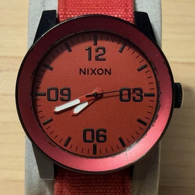 Nixon The Corporal Take Charge Red Out Stainless Men's Analog Surf Watch RUNS - Image 1 of 4
