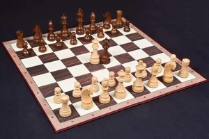 Tournament German Knight Chess Pieces in Sheesham & Boxwood - 3.75" King + Pouch - Picture 1 of 9
