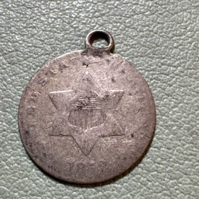 1852  Three Cent Silver - Ex-jewelry With Loop - Image 1 of 4