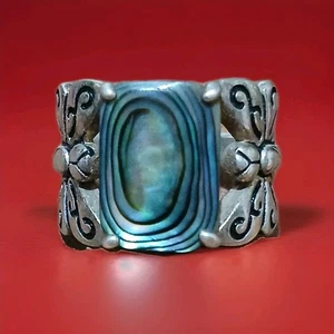 Anillo de libélula concha de abulón BBJ vintage de plata esterlina 925 para mujer talla 7,5 - Imagen 1 de 6