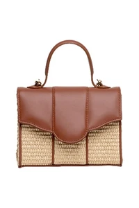 Bolso Meli Rafia y Cuero, Jengibre/Natural - Imagen 1 de 1